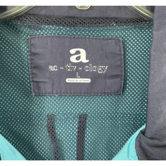 Activology Jacket Womens Large Turquoise Blue Gray Full Zip Snap Up Lightweight - Picture 3 of 10